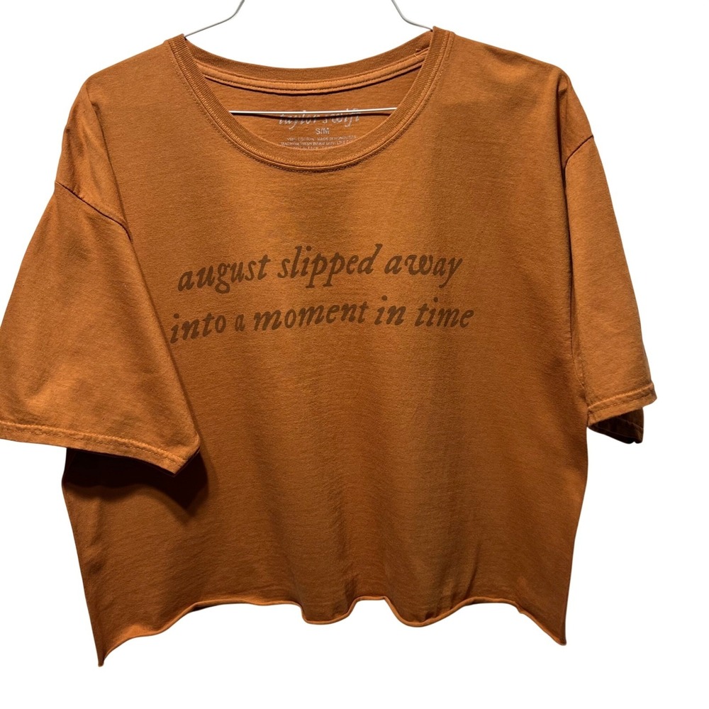 Taylor Swift Folklore August Slipped Away Cropped T-Shirt Orange Womens S/M - Picture 2 of 7